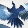 1Pcs Blue Phoenix Embroidery Iron-On Patches 3 Sizes Cran Bird Embroidered Patches For Clothes Applique DIY Clothes Repair Badge