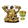 Felimoa Ssangyong Feng Shui Dragon Figurine Copper Crystal Entrance Interior Lucky Charm Amulet Money Luck Water Cup Included