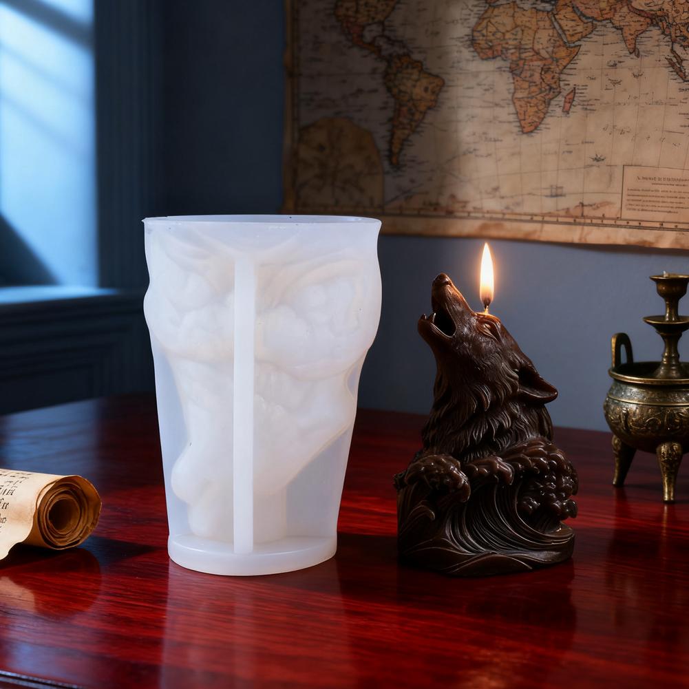 Silicone Candle Mold Aromatherapy Candle Silicone Mold DIY Creative Wolf Head Wave-Shaped Aromatherapy Candle Silicone Mold