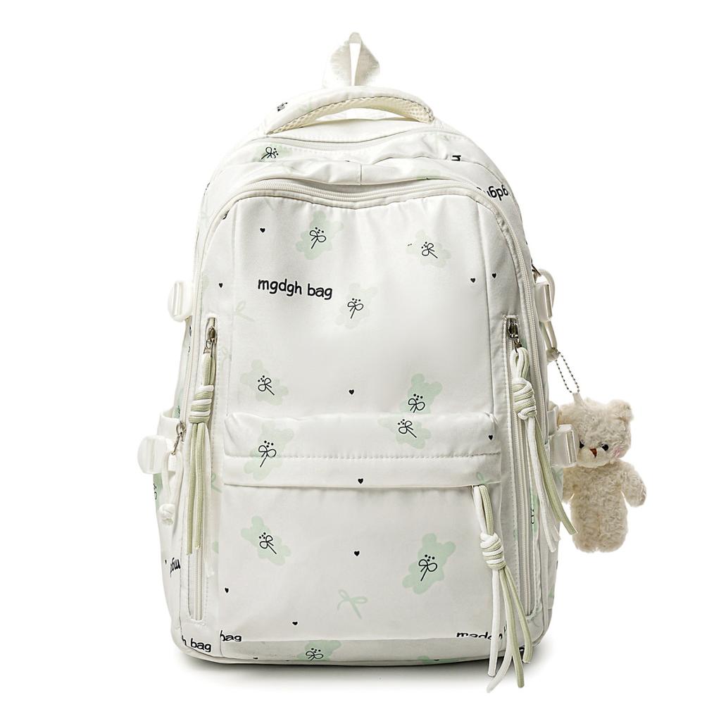 Schoolbag High School Student Schoolbag Junior High School Girl Ins Niche Floral Bear High Value Backpack Japanese Printed Backpack