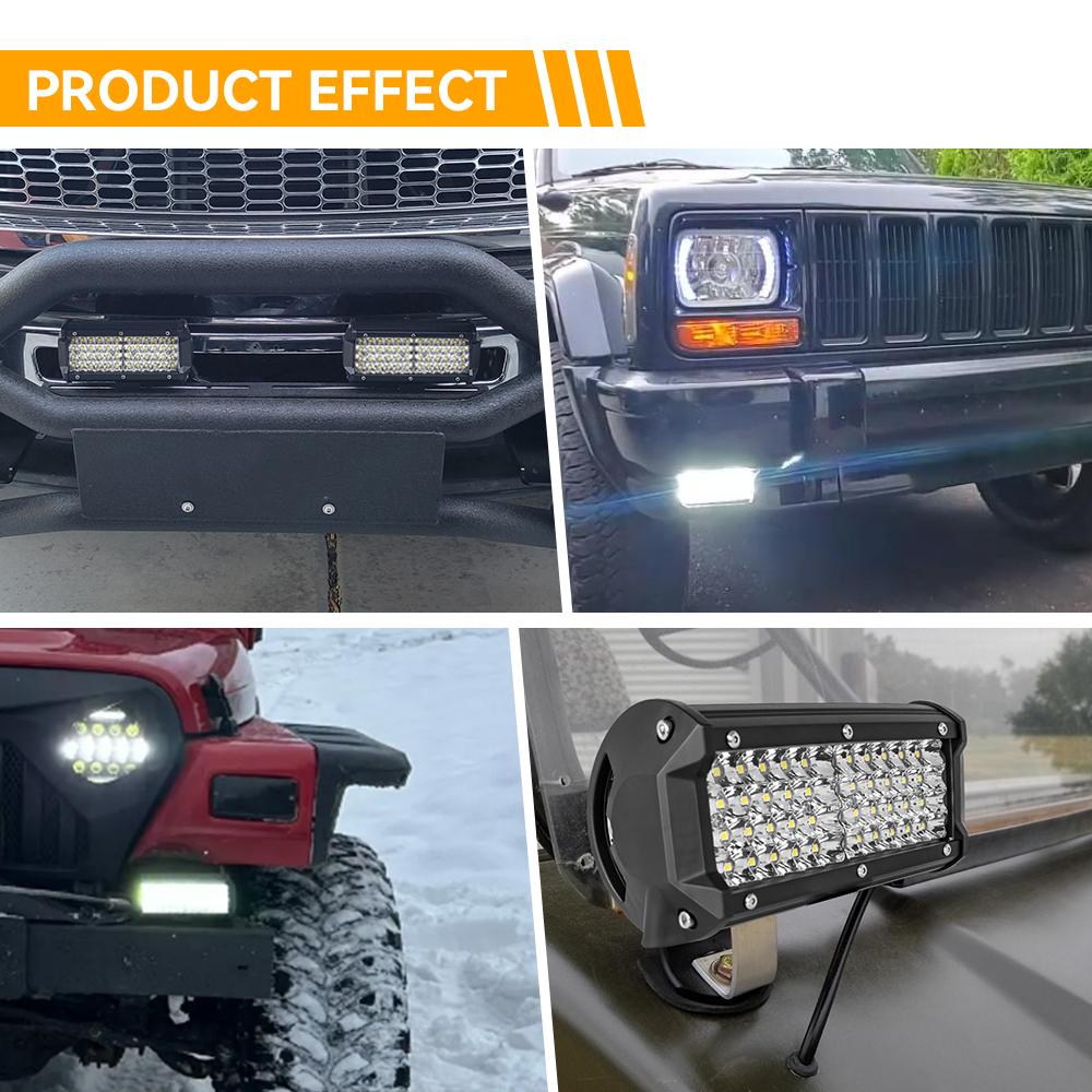 1/2Pcs 7 Inch Bar Light 4 Rows Work Light Combo Beam for Driving Offroad Boat Car Tractor Truck 4x4 SUV 12V 24V Headlight