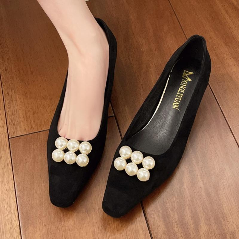 Women Spring New Suede Waterproof Designer Chunky Heel Loafers Elegant Banquet Party Ladies Wear-resistant High Heels Large Size