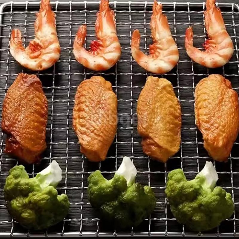 304 Stainless Steel Rectangle Square Bbq Net Mesh Grill Nonstick Baking Mat Outdoor Camping Barbecue Grilling Part Grates