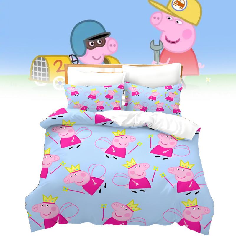 Peppa Pig Cartoon Set With Reactive Printing For Kids Bedroom Decor And Gift
