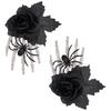 Halloween Hair Clip With Black Rose Bone Claw Spiders Skull Design For Women Girls Party Accessory