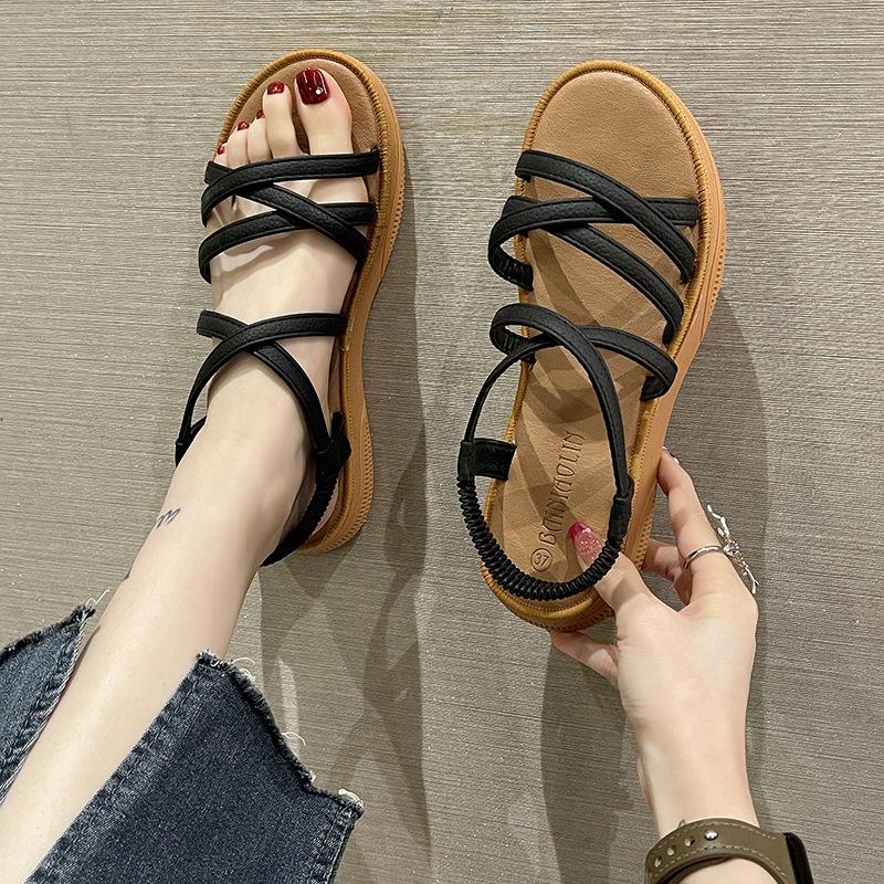Fashion Summer Women's Roman Sandals 2025New Beach Sandals Outdoor Non Slip Flat Sandals for Women Casual Walking Sandal Sandalias Mujer