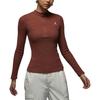 FW24 Comfortable Soft Slim Fit Long Sleeve Knit Top Women Tops Brown White HF9469231