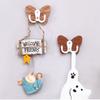 Double Hook Wood Butterfly Hook Thicken Hanging Key Holder Wall Storage Rack  Bedroom Organization