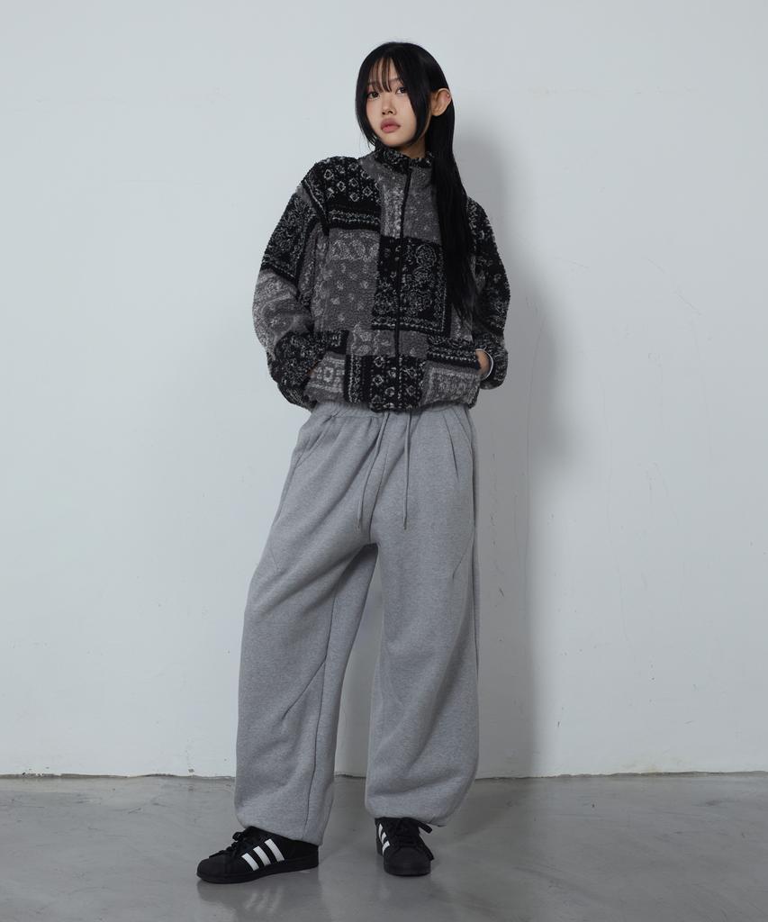 Chicks Paisley Tumble Fleece Heavy Zip-Up Black
