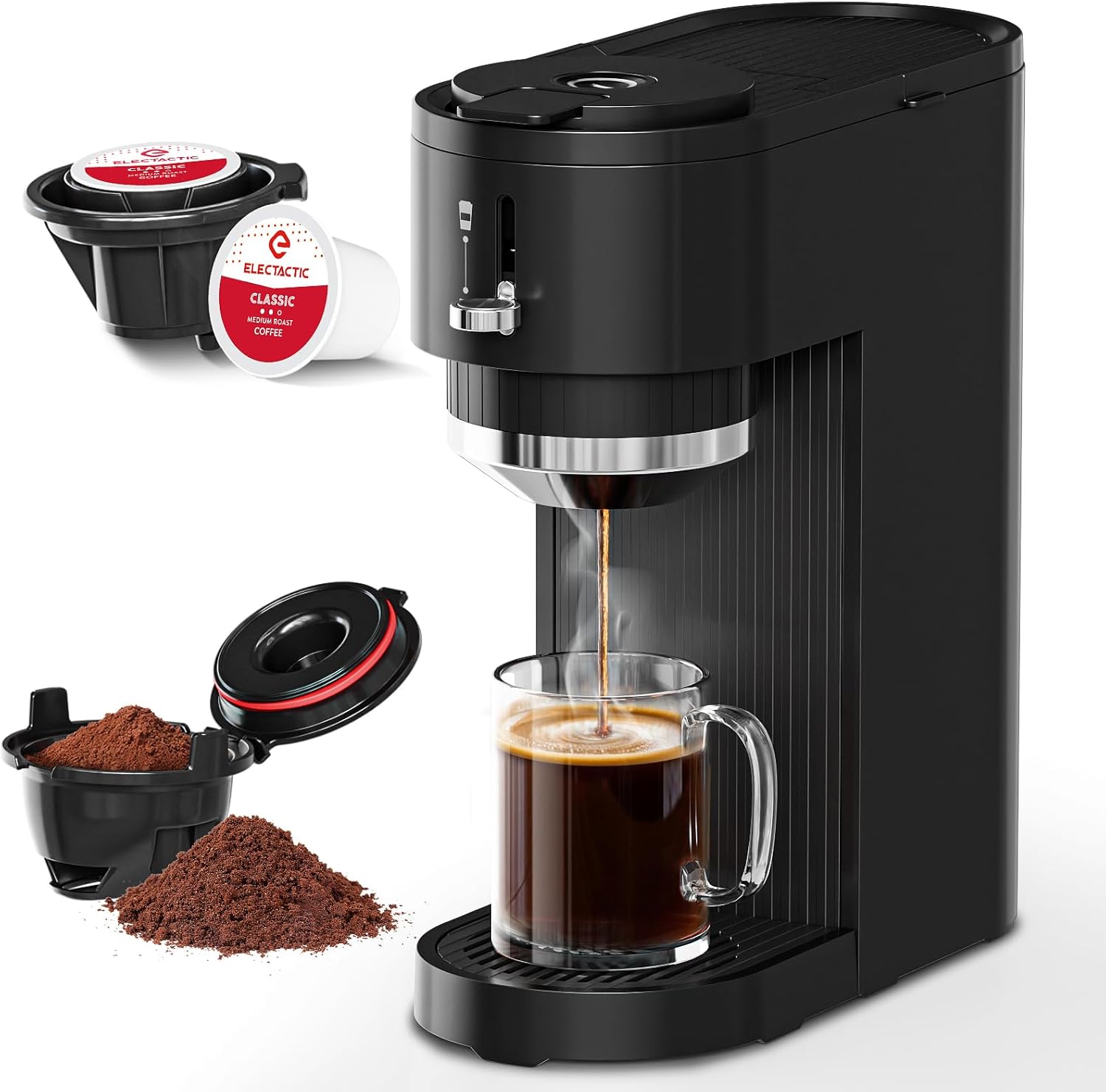 

Coffee Maker – Brew with Coffee Pods & Grounds, Compatible Coffee Pods, Small Sizes United States