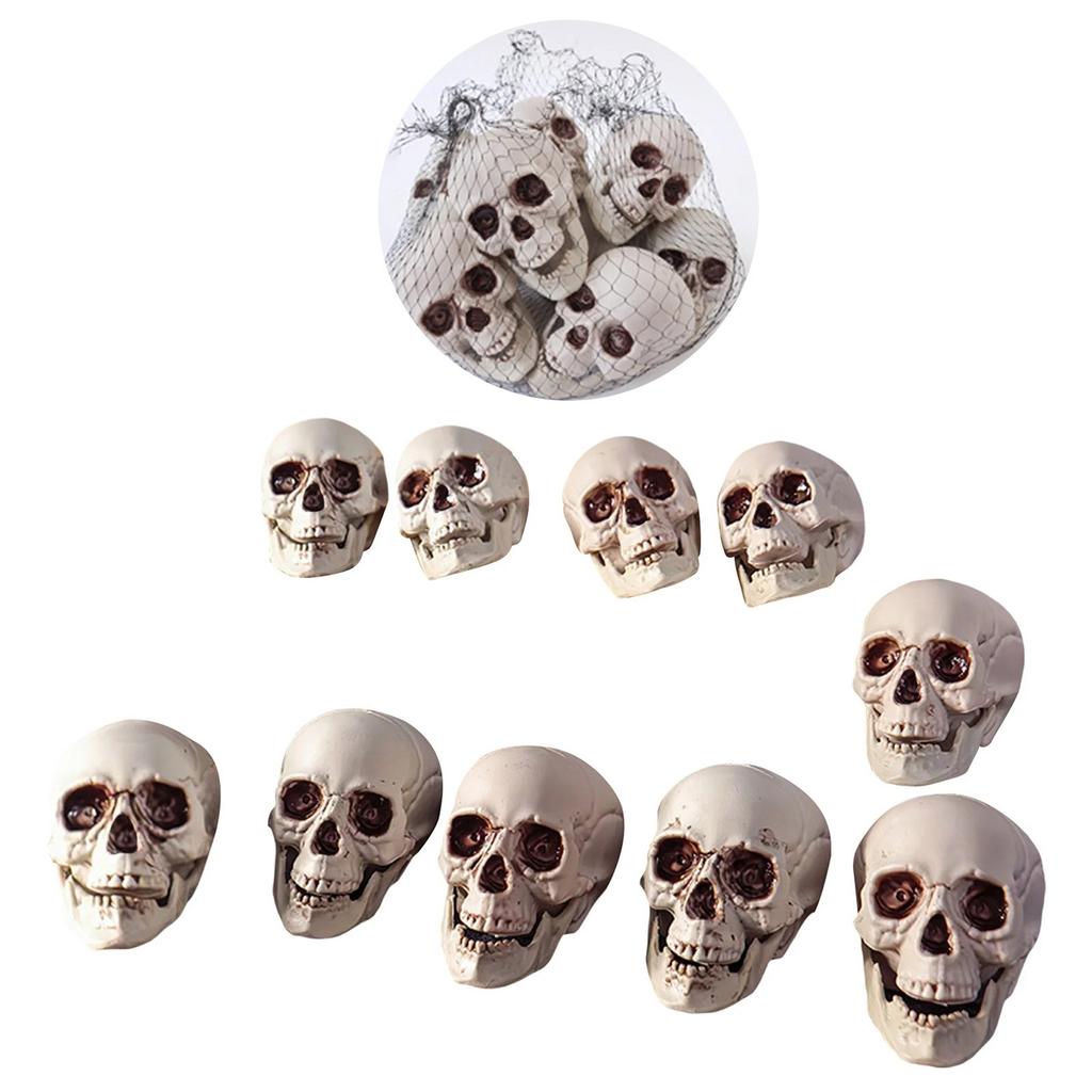 10 Pcs Halloween Decors Realistic Looking Skulls Gothic Style Human Skeleton Head Decorations For Haunted House Party Holiday