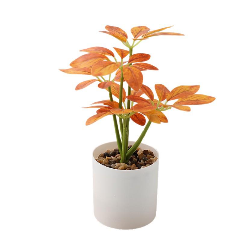 Seven-Star Leaf Potted Plant - Fresh Green Decor for Living Room or Desk