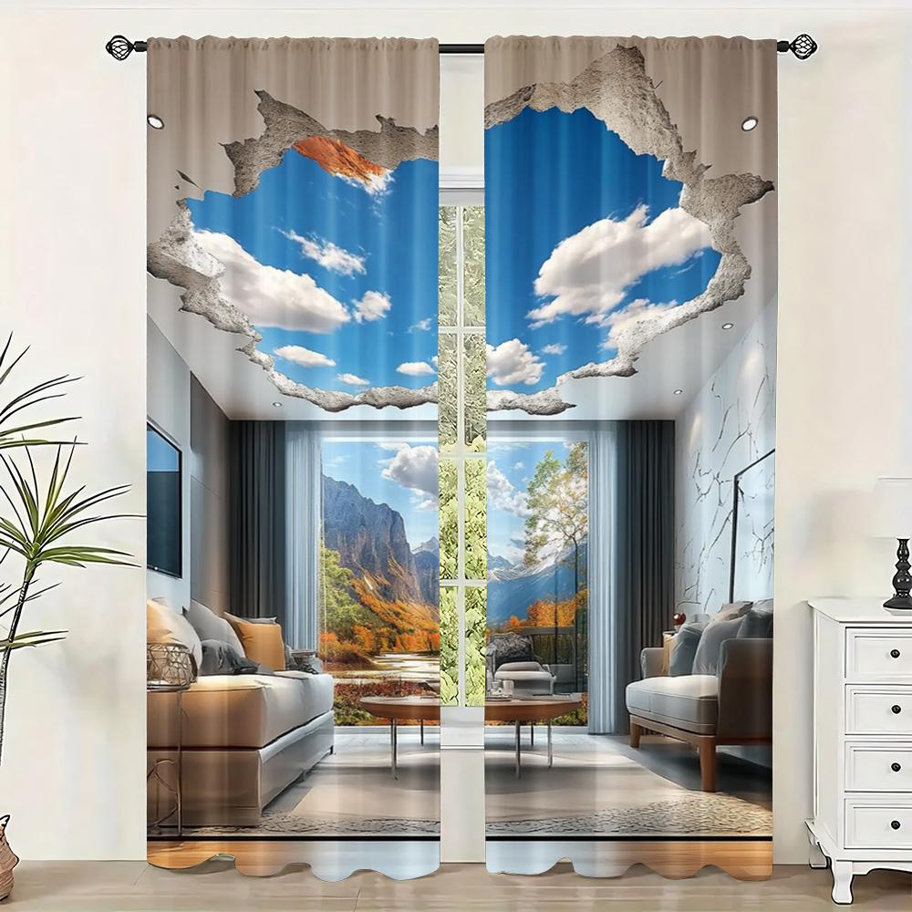 

2pc, Party Curtains Sky Versatile Durable Polyester,Without Electricity summer party decorations Suitable for bedroom living 29x65in(75x166cm)