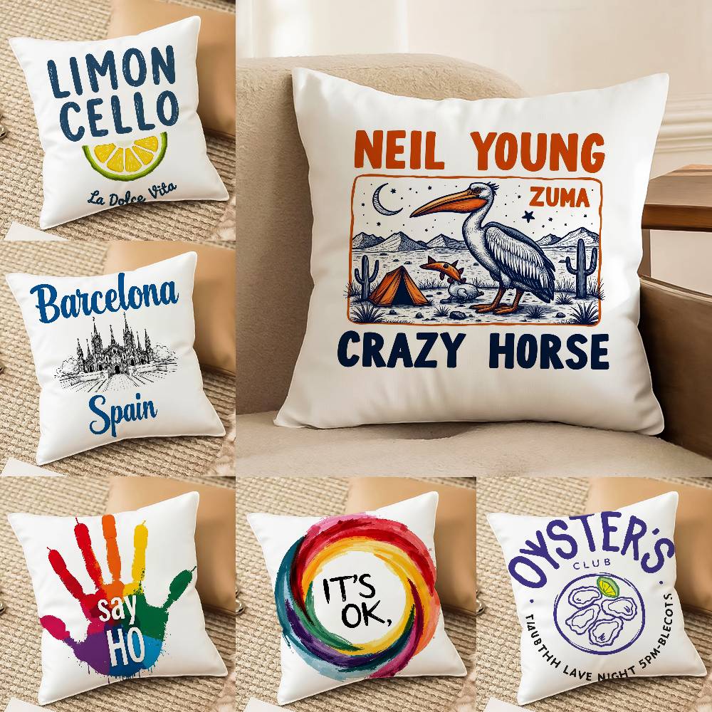 Fashionable Hand-painted Minimalist Prints Pillow Case Comfort Sofa Bed Silky Elegant Invisible Zipper Decorative Cushion Cover