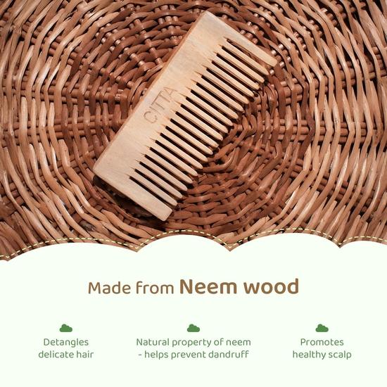 CITTA Kids Neem Hair Comb | Newborn & Adults | Gentle On Hair & Scalp | Detangles Hair Without Breakage| Safe for Sensitive Skin