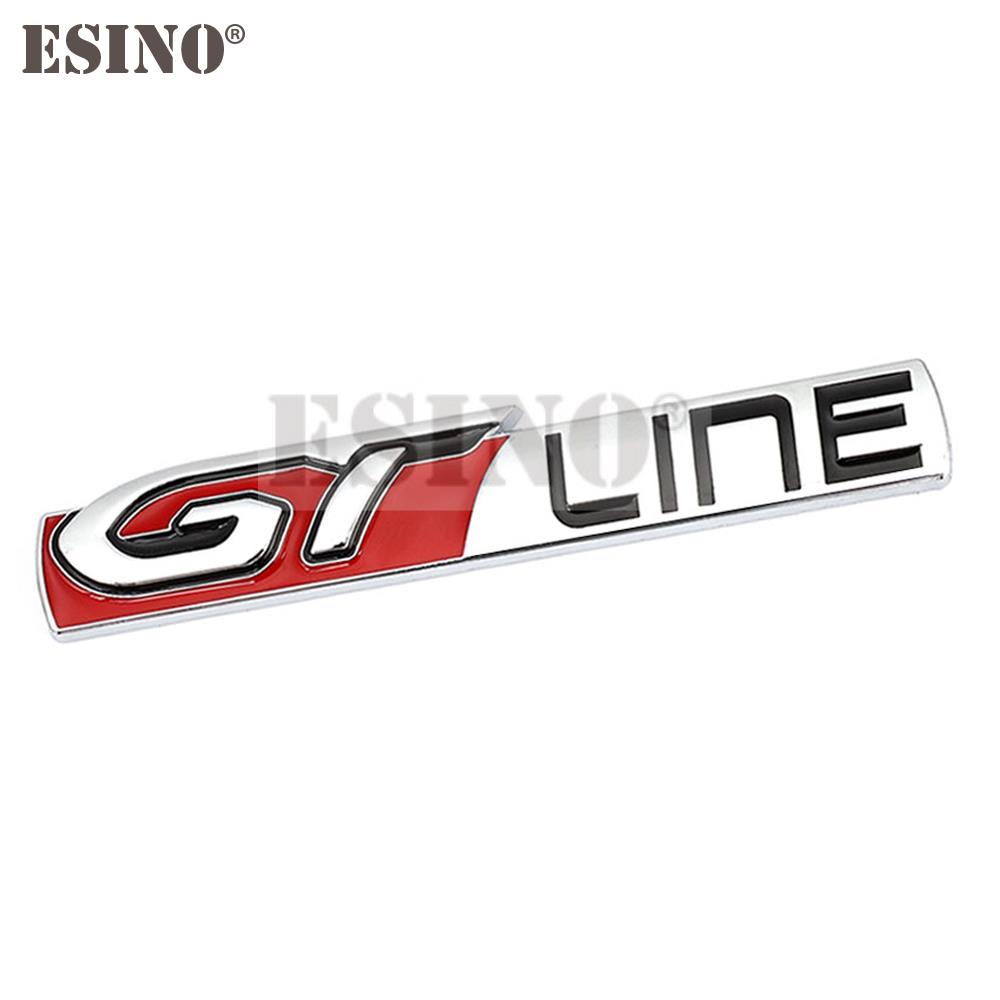 Car Styling GT Line 3D Metal Chrome Zinc Alloy Emblem Car Badge Body Fender Adhesive Emblem for Peugeot GT RCZ 308 508 3008 5008