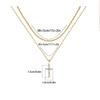 Eco-friendly 18K Gold Double Layer Cross Necklace with Marquise Zircon Water Wave Chain