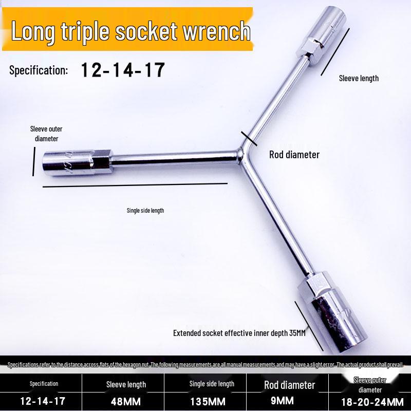 Triple Hex Car Battery Wrench Set for Motorcycle and Electric Vehicle Repair
