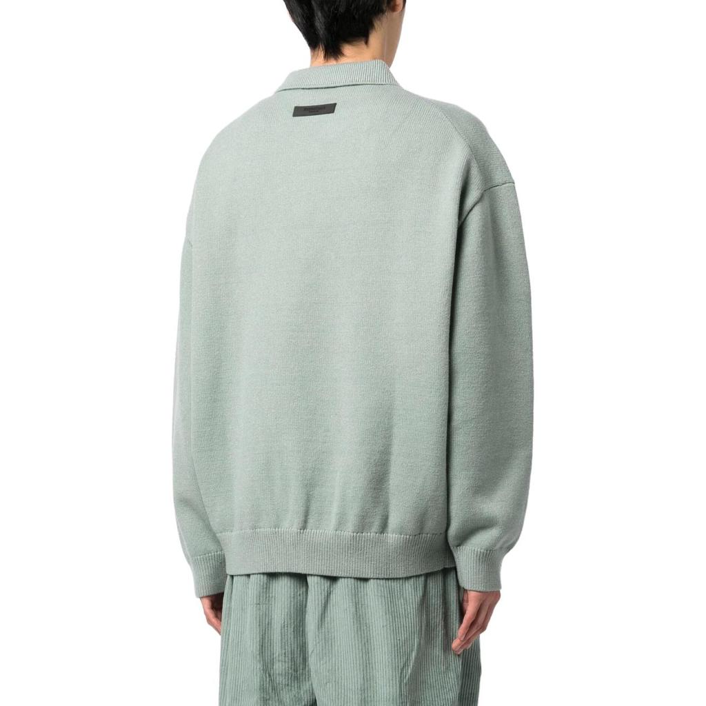 Fear of God Essentials Knit Long-Sleeve Polo Sycamore Men Tops Green 192BT222181F