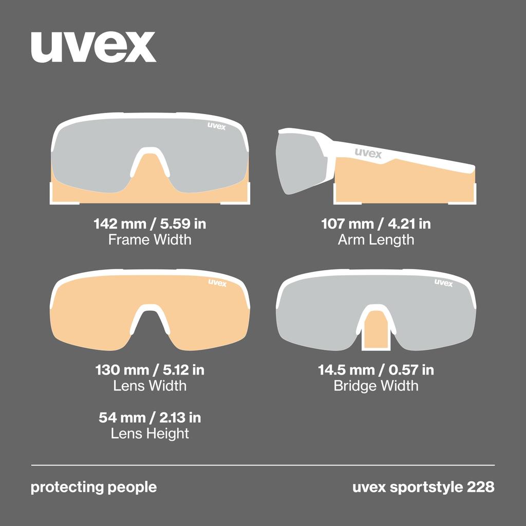 Uvex Sportstyle 228 Sports Sunglasses with UV400 Mirrored for Cycling and Outdoor Activities Protection, Anti-Fog, Lenses,