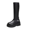 High Quality Stretchy Slip-on Platform Boots Spring Autumn Commuter Fashion   Black Long Women Boots for Women Zapatos De Mujer