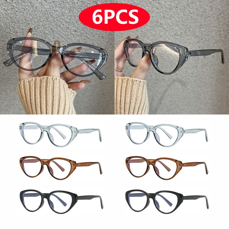 1/6pcs INS Cat Eye Glasses Frame Women Men Oversized Anti Blue Light Flat Mirror Unisex Eyewear Fashion