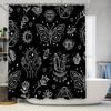Stylish Black White Hand Drawn Shower Curtain With Butterflies Crystals Perfect Bathroom Decor For Home Decoration Supplies
