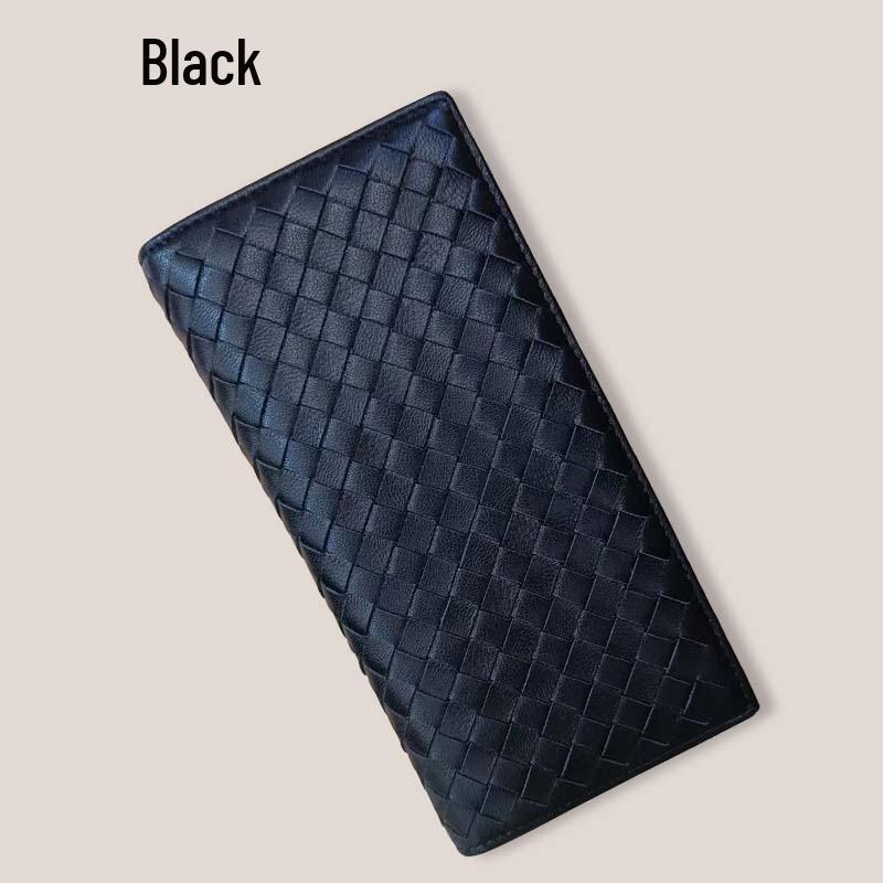 

Unisex Genuine Leather Handmade Woven Long Wallet with Sheepskin, Lightweight and Large Capacity Card Holder. 19cm x 9.5cm x 1.5cm