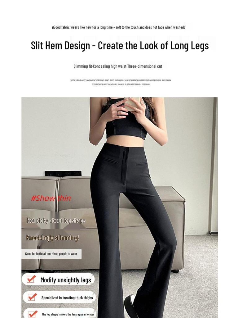 High-Waist Women's Micro-Flare Pants - Breathable, Slim, Elastic, Casual, Floor-Length for Spring and Summer
