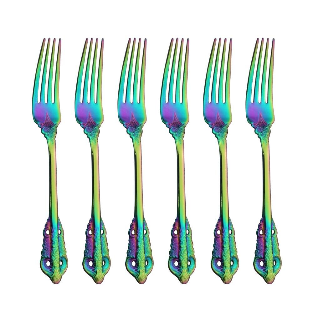 Dinnerware Rainbow Fork Court Style Tableware Cutlery Set Stainless Steel Cutlery Set Sliverware Suitable for Kitchen Outdoor