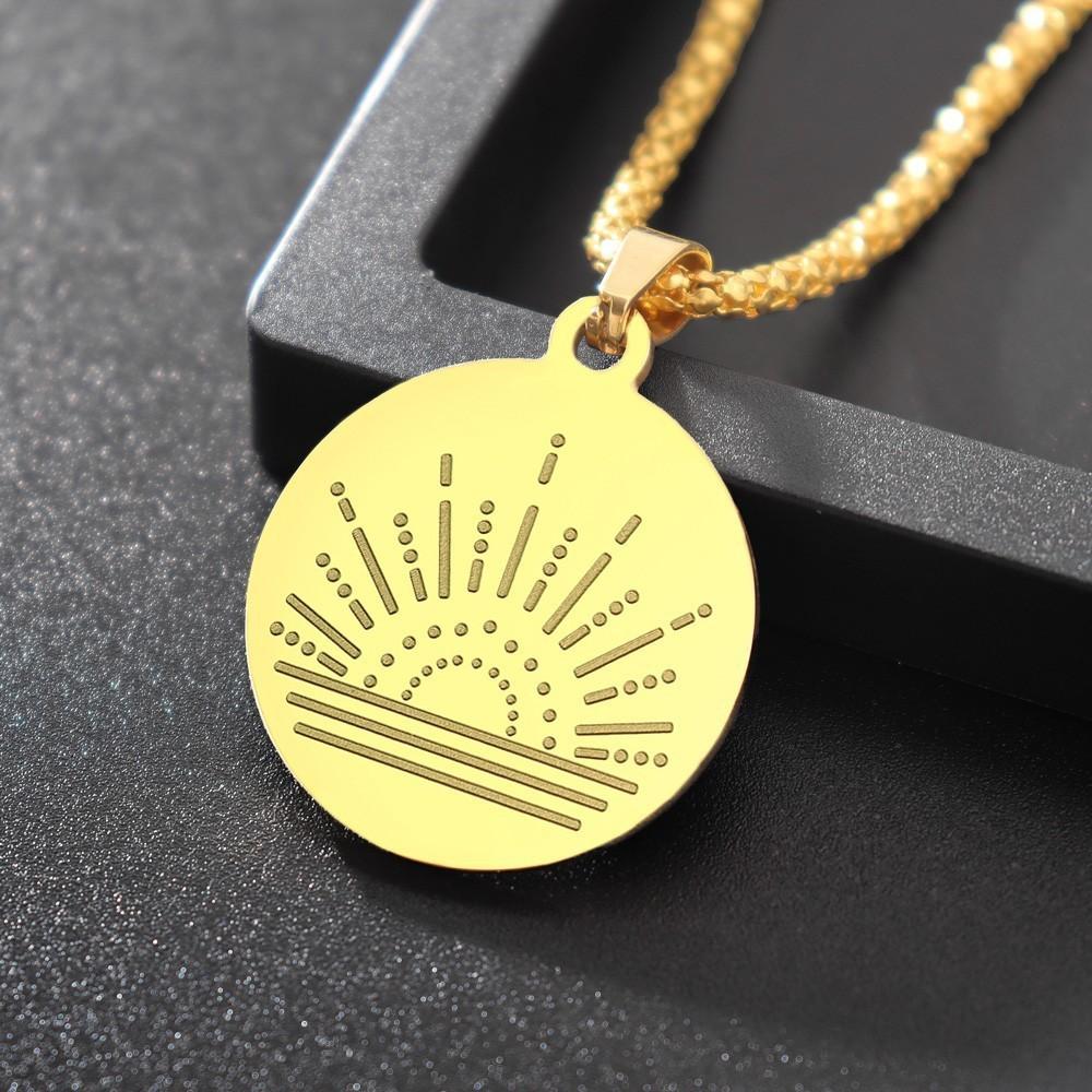 Кулон Высококачественный Солнце Круглый Бренд Квадратная Цепь Уверенность Ожерелье 50CM