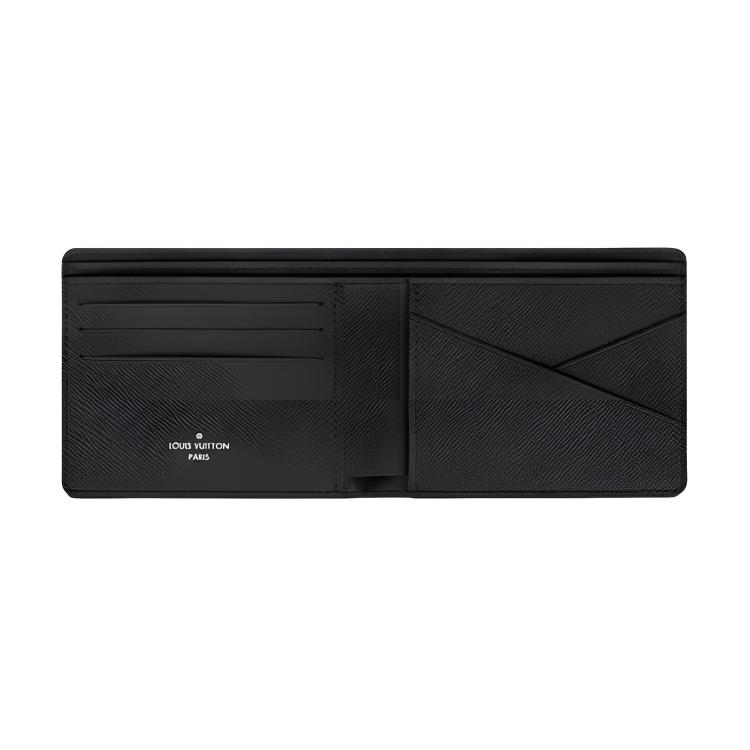 Louis Vuitton Logo Print Canvas Wallet Men Wallets Black M80017
