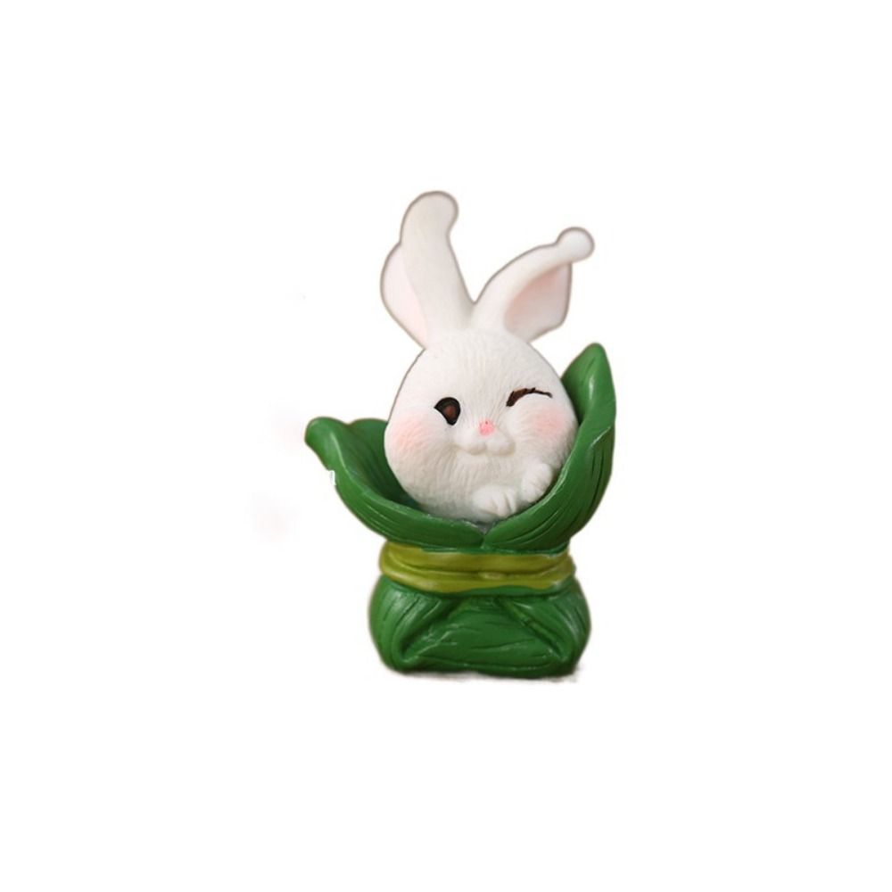 Kawaii Traditional Chinese Dragon Boat Festival Zongzi Rabbit Small Statue Micro Landscape Ornaments Decoration
