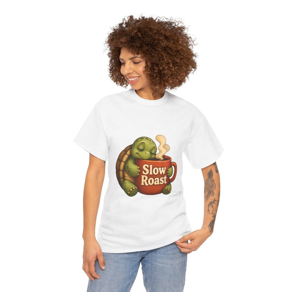 Turtle Coffee Mug Cozy Storybook Cartoon Sleepy Humor Unisex Heavy Cotton Tee