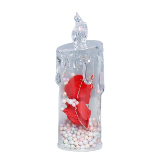 1Pc/2Pcs Eternal Flower Flameless Candles LED Flickering Pillar Candles Valentine's Day Night Light for Wedding Home Decor