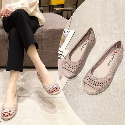 Kunststoff Sandalen Schuhe Frauen Sommer Schuhe Hallow Flache Urlaub Strand Sandalen Schuhe Neue Fisch Toe Sommer Schuhe Damen