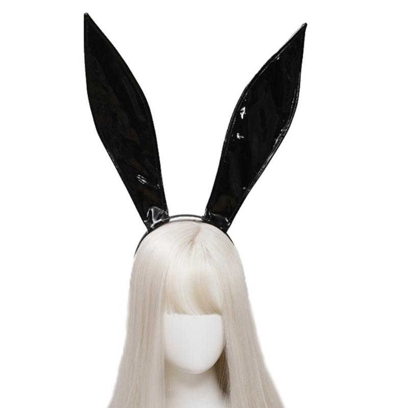 Leather Rabbit Ears Headband Handmade Sexy Bunny Ears Hairband Easter Halloween Cosplay Props Theme Hair Accessories