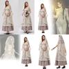 Chic Lace Long Gown With Hood And Accessories For Halloween Female Costume