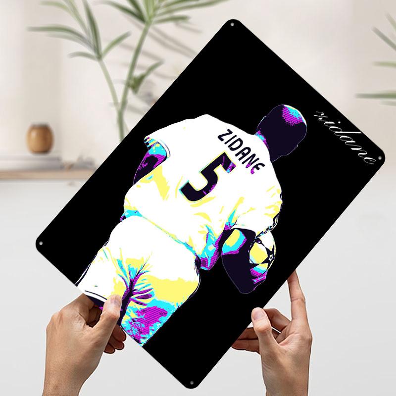 Zidane Football Metal Poster Customized Wall Art Retro Vintage Tinplate Signs for Man Cave Bedroom Decoration Gaming Desk Decor