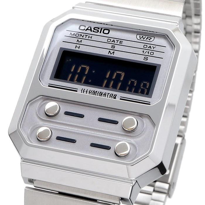 Casio Digital Watch A100WE-7B Men's Silver/Gray