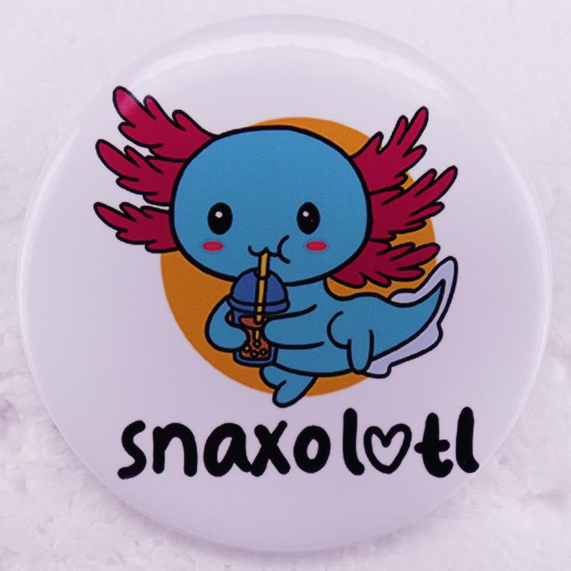 

Salamander Bubble Tea Tin Brooch Pin белый