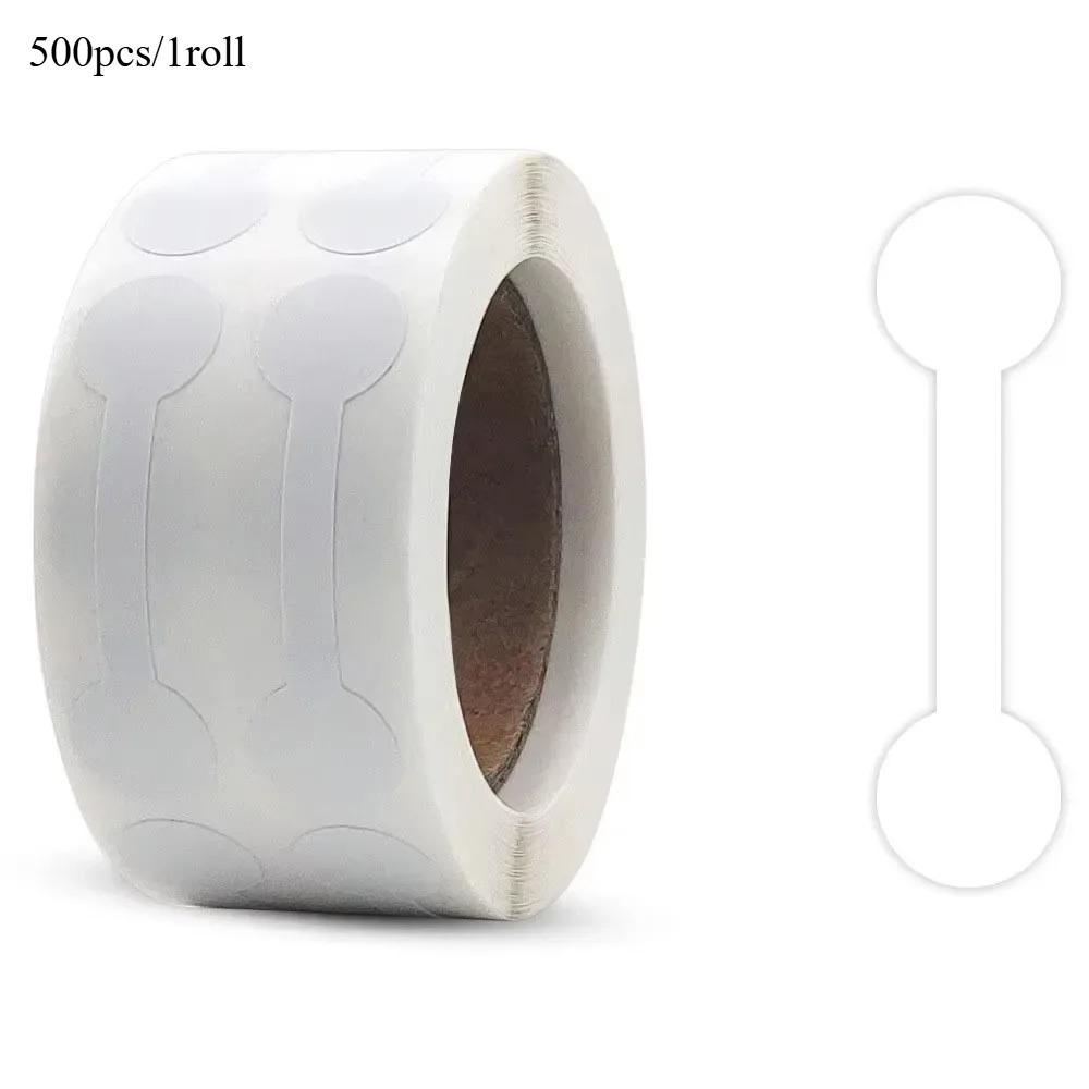

500 шт./рулон Крафт-бумага Ювелирные ценники Наклейки Бирки для рукоделия Дизайн в виде гантели для маркировки колец, ожерелий, серег, браслетов 11x42mm белый