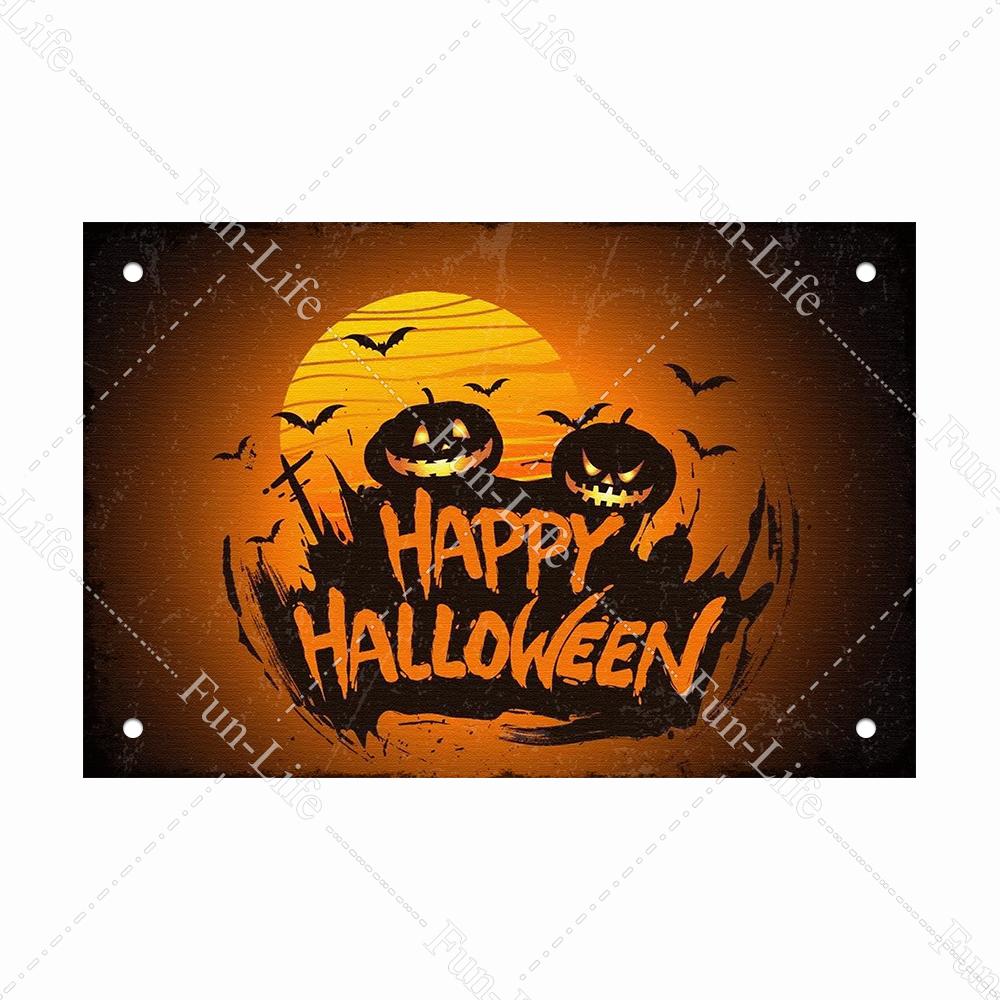 Halloween Shabby Chic Home Bar Festival Vintage Wall Decor Metal Tin Signs Pub Tavern Retro Pumpkin Decorative Plate 20x30cm