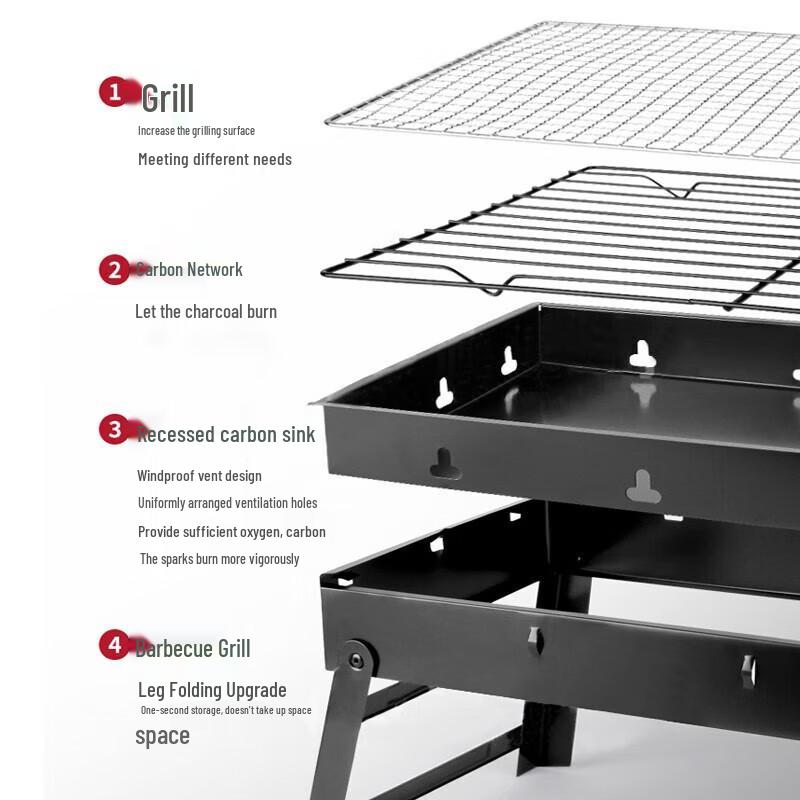 Hedawoo Outdoor Portable Charcoal BBQ Grill