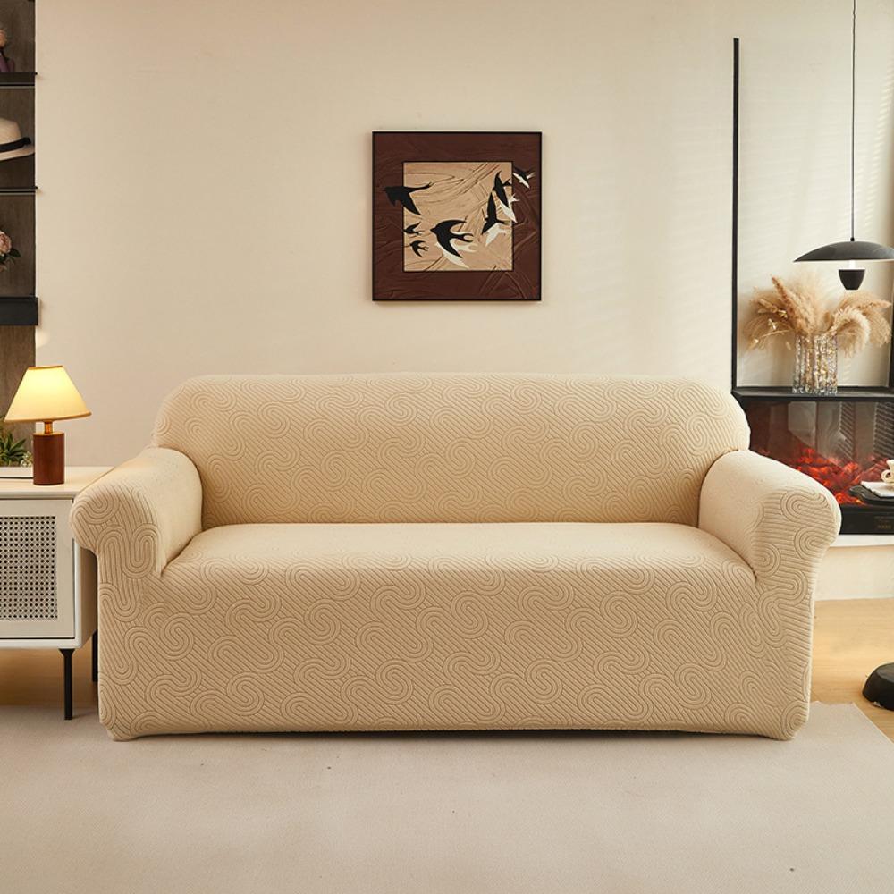 Elastic Jacquard Sofa Protector Universal Stretch Sofa Cover Slipcovers Water Wave Pattern Solid Color