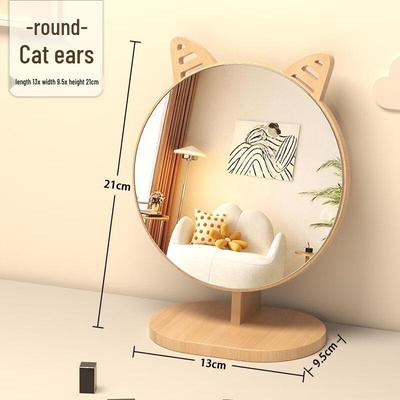 Wooden Cat Ear Desktop Makeup Mirror