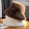 Casual Fluffy Fur Fisherman Hat Ear Protection Windproof Female Panama Cap Plush Winter Warm Solid Bucket Hat