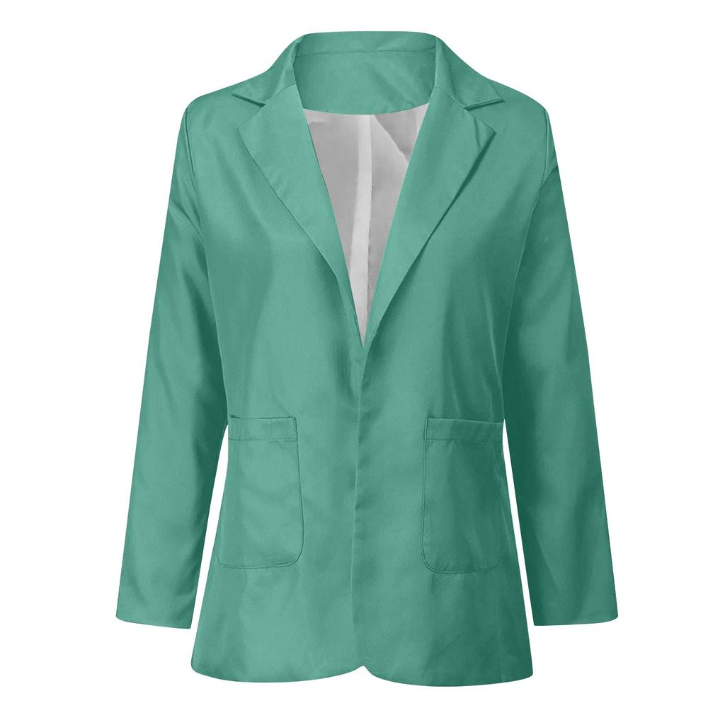Kvinner Solid åpne frontlommer Cardigan formell dress Langermet bluse frakk