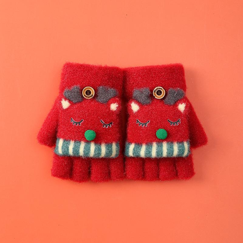 Xuehuaxius neue Kinder-Thermohandschuhe, niedliche Elch-Studenten-Strick-Cartoon-Klapp-Weihnachtshandschuhe im Großhandel