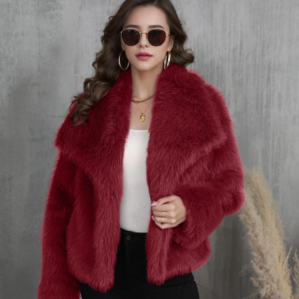 Fur Big Collar Synthetic Fur Coat Short Fashion Imitation Fox Fur Coat Fluffy Plush Women's Clothing